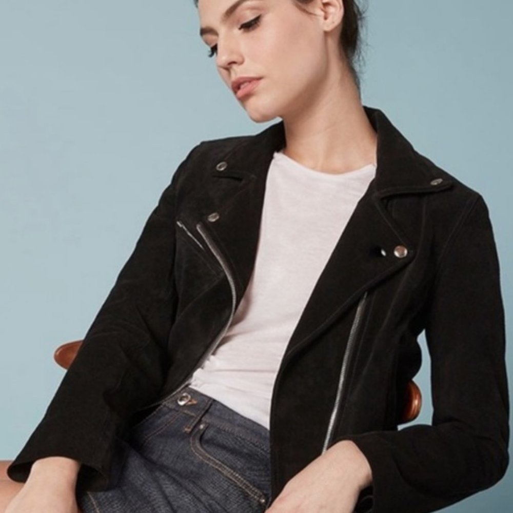 Reformation Suede Black Moto Jacket